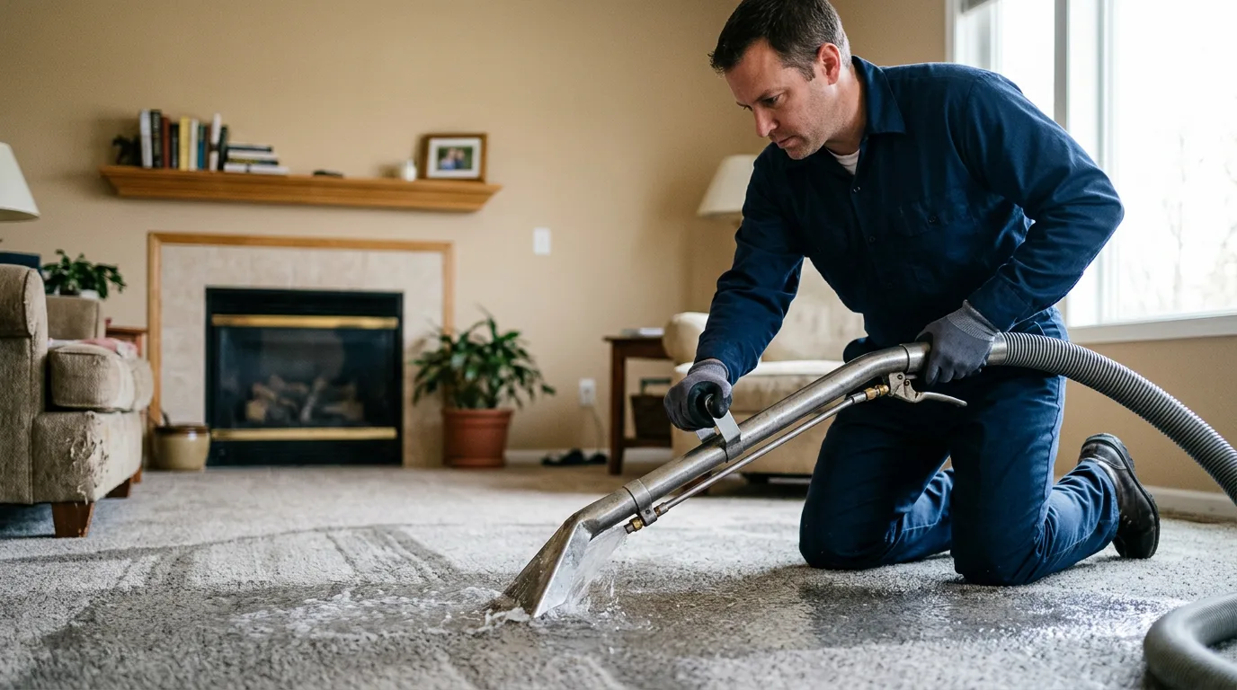 Water damage restoration technician working near Lehi, UT
